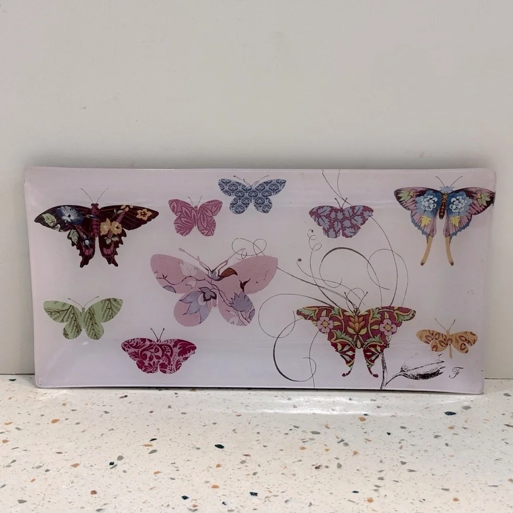 Fringe Studio Elegant‎ Glass Butterfly Tray